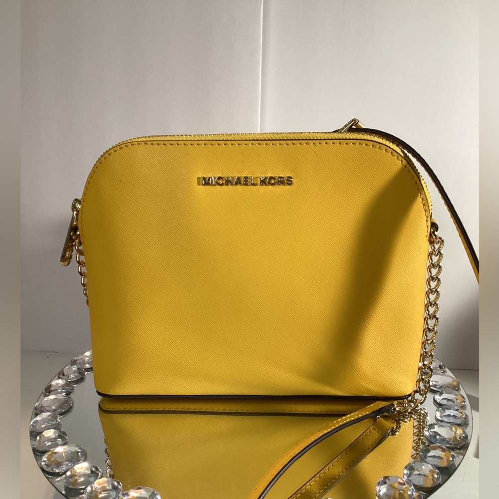 MICHAEL KORS Yellow Saffiano Leather Crossbody Bag NWT